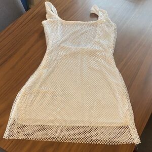 Amazon White Crochet Midi Tank Dress